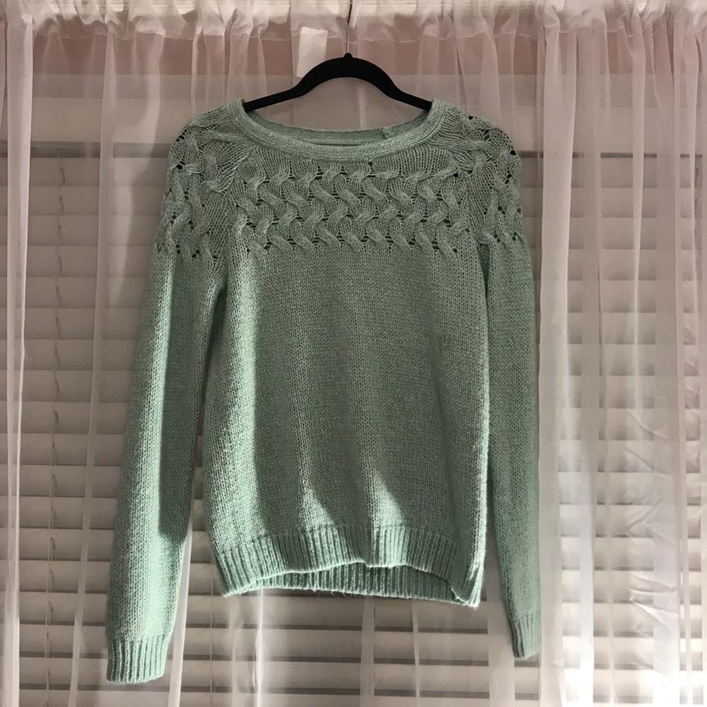 TEAL MERONA CABLE KNIT SWEATER